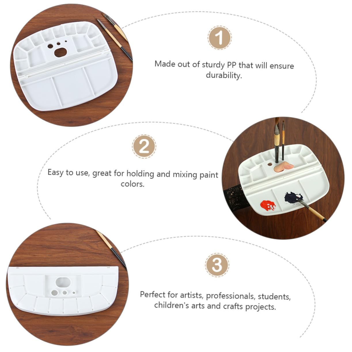 DOITOOL 2pcs Handhold Paint Tray Tool Durable PP Mixing Palette for Artists Students and Arts Crafts Projects Easy to Clean Reusable Paint Mixing Board