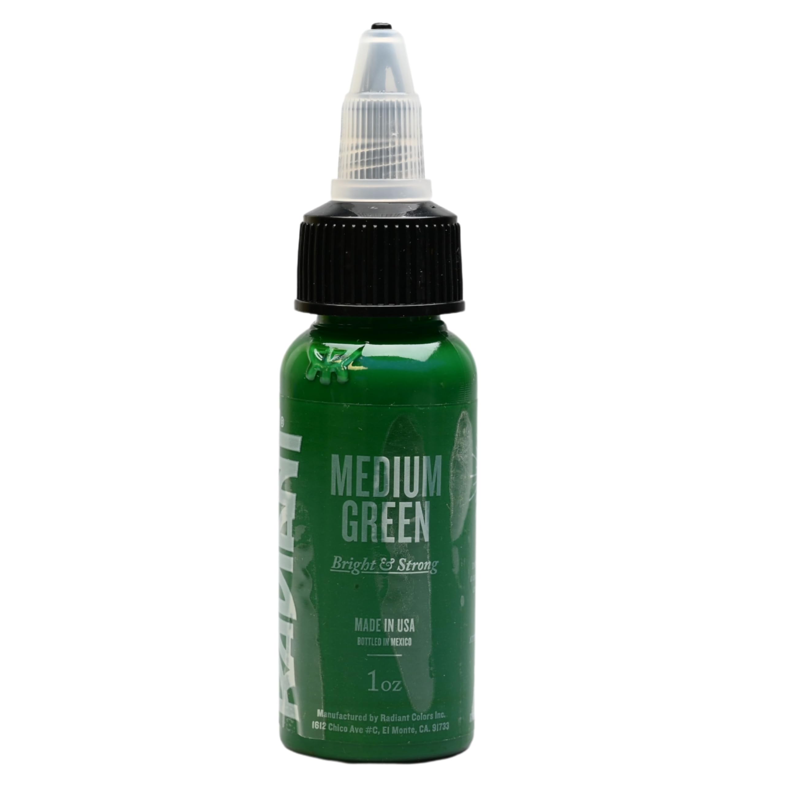 Radiant Colors - Tattoo Ink Medium Green Color Tattooing and Shading Real Human Skin 1oz Bottle