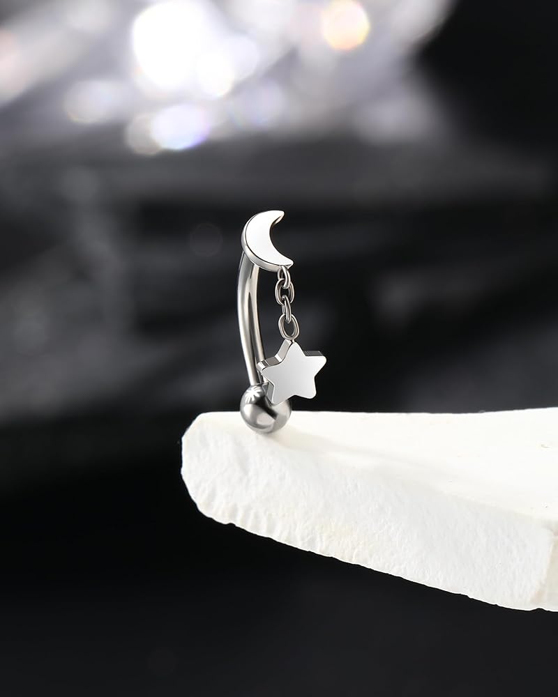 Amazon.com: Agrewd Moon and Star G23 Solid Titanium Rook Earrings