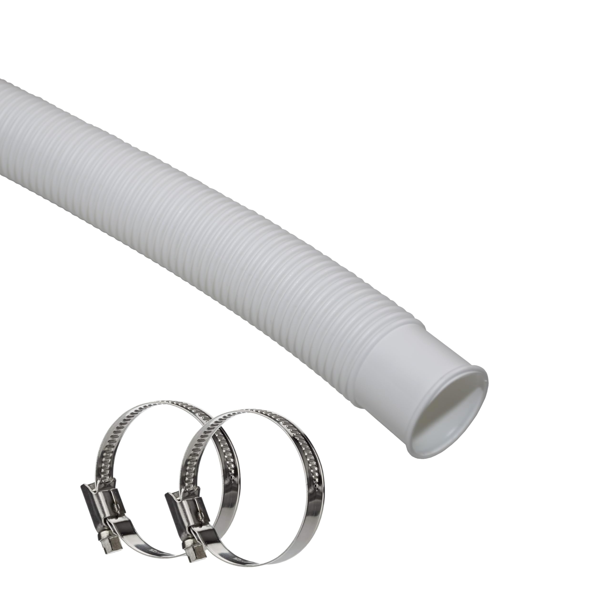 HAF® Wysokiej jakości wąż basenowy 32 mm biały 15 metrów do ogrodu i na basen | wąż solarny w zestawie 2 x zaciski ze stali nierdzewnej | wąż basenowy | wąż do pompy - jakość: Made in Germany