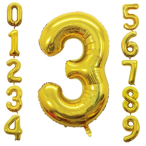 Goer 2 Pcs 42 Inch Gold Foil Balloons Number 3,Huge Number Balloons For 3Rd 33Rd Birthday Party Supplies Anniversary Decorations #TOP2