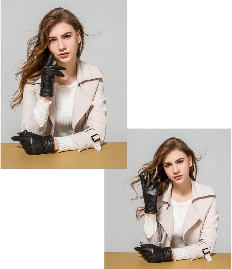 Womens Real Lambskin Leather Gloves Warm Fleece Lined Driving Gloves - Image 5