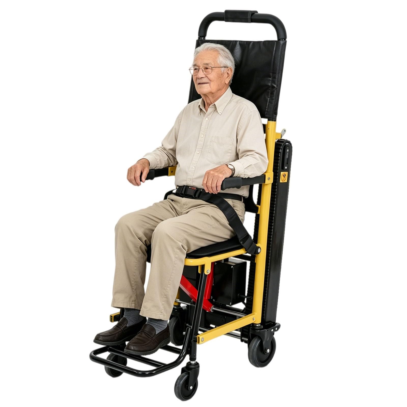 Silla De Ruedas Eléctrica Ligera Y Plegable para Subir Escaleras,Salvaescaleras,Estructura De Aleación De Aluminio,Incluye Batería De Litio,Peso Neto De 19 Kg Yellow