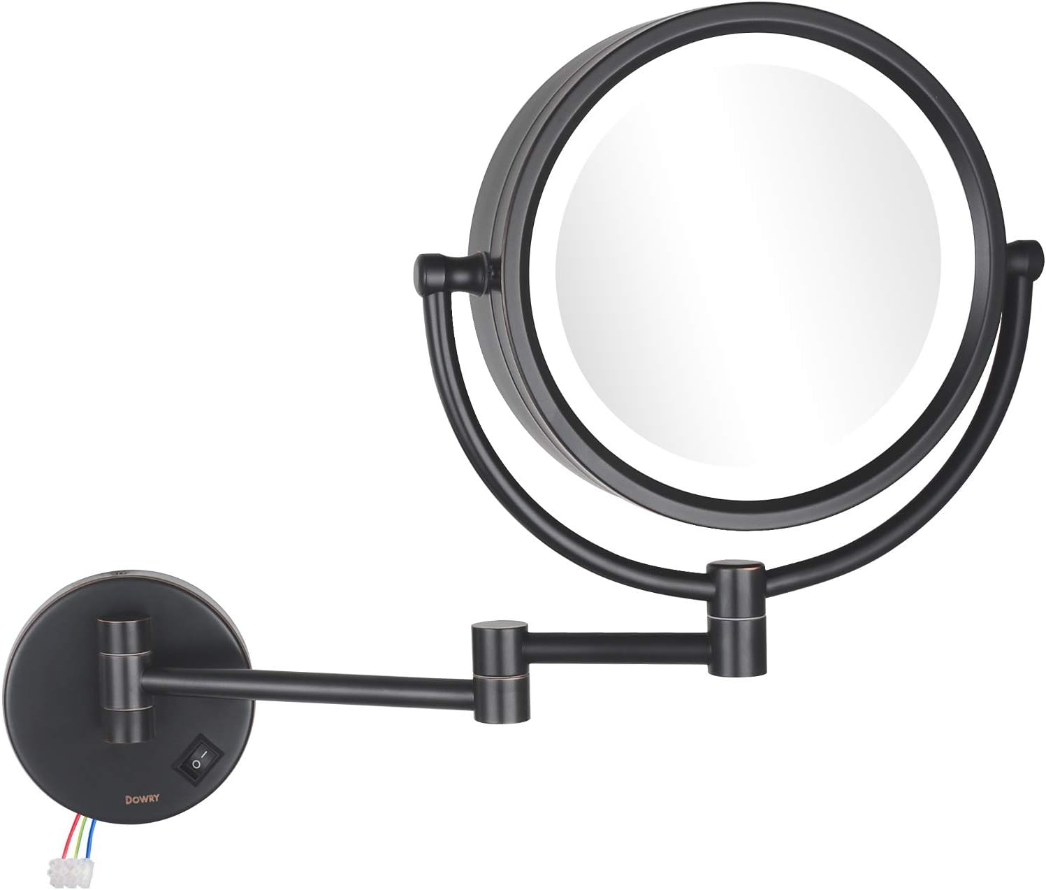 DOWRY Makeup Mirror Wall Mount Lighted with 10X Magnification, Direct Wire,8Inch Cordless Not Batteries Operated, Oil Rubbed Bronze