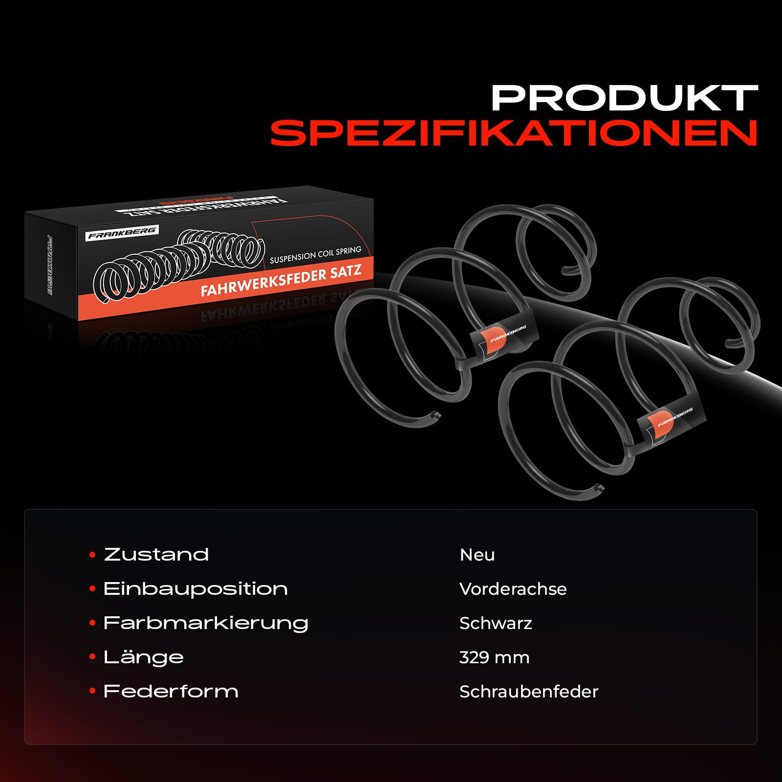 Frankberg 2x Molle di abbassamento Asse Anteriore Compatibile con Seicento/600 187 1997-2010 Replace# 98603816