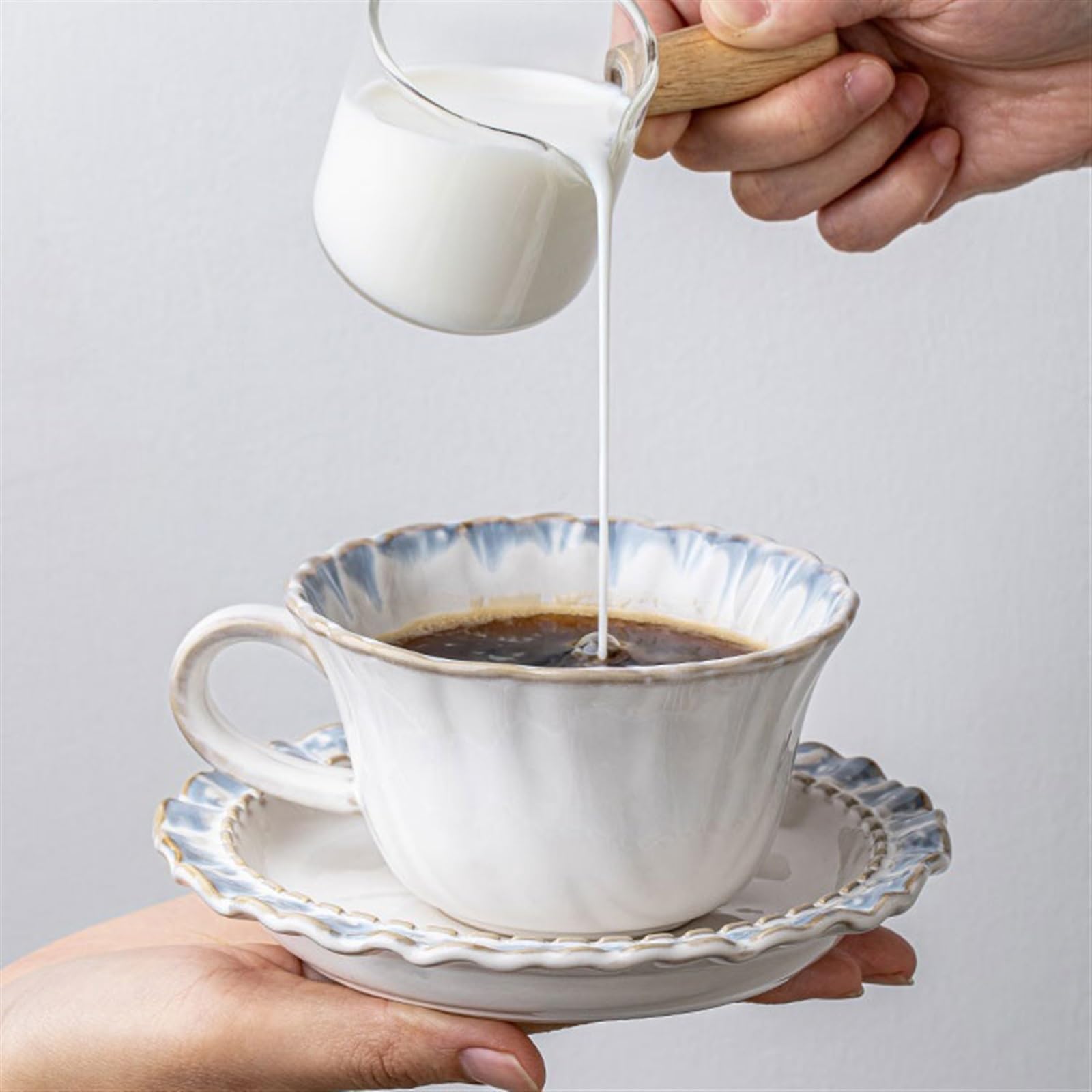 kubek do kawy kubki francuskie koronkowe filiżanki do kawy i spodki zestaw dom ceramiczne kubki do kawy vintage popołudniowa herbata latte kubki delikatne prezenty damskie