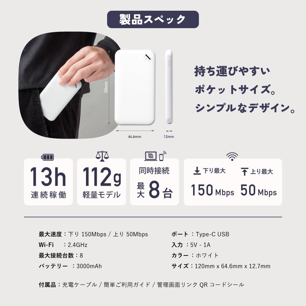 Amazon.co.jp: サクッとWi-Fi basic 100GB 1年間有効 ギガチャージ式