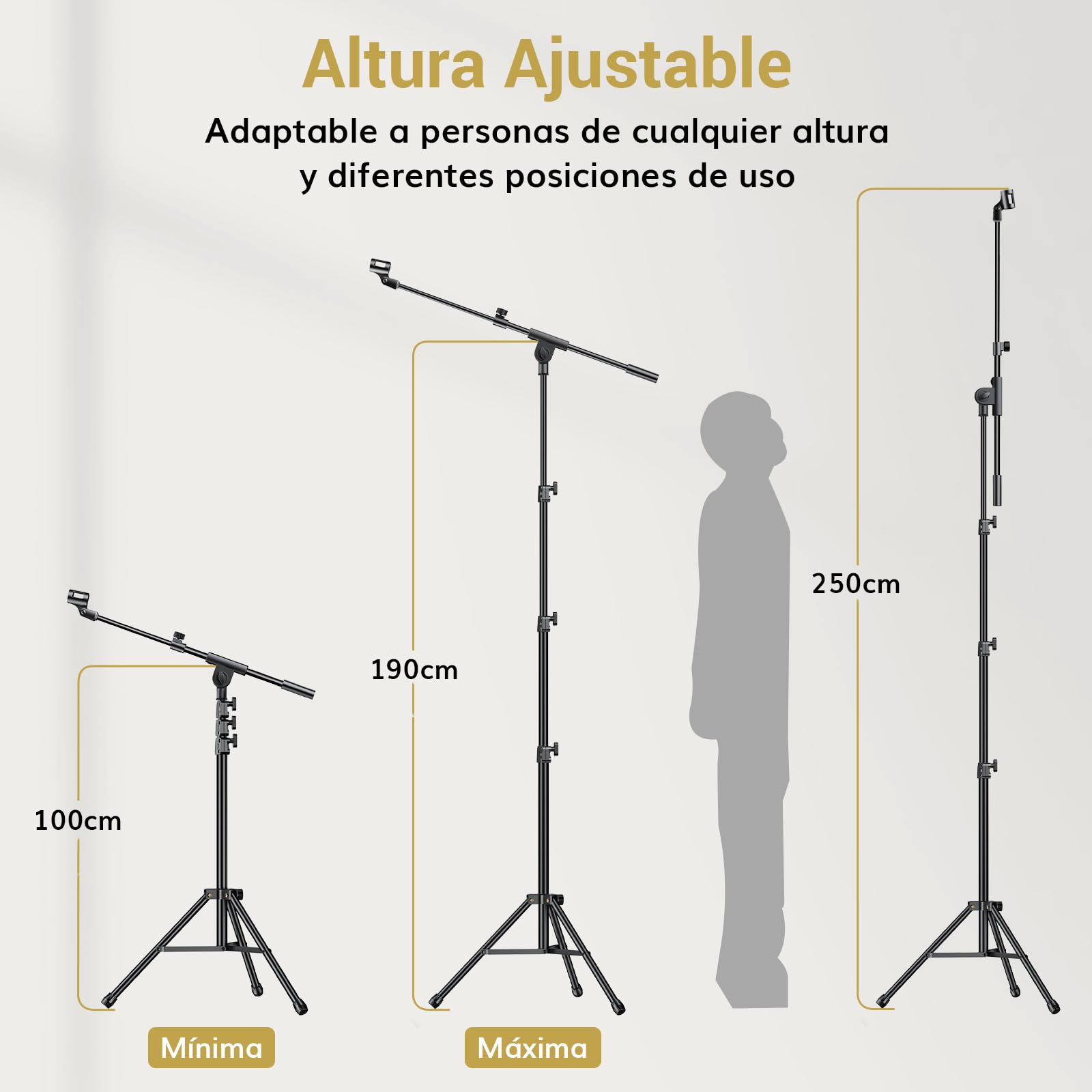 TONOR Microfono Karaoke con Soporte Resistente, Micrófono Dinámico XLR para Cantar, Captación Cardioide, Construcción Totalmente Metálica, Compatible con Mezcladores de DJ y Sistema de PA, 500 cm, K1+