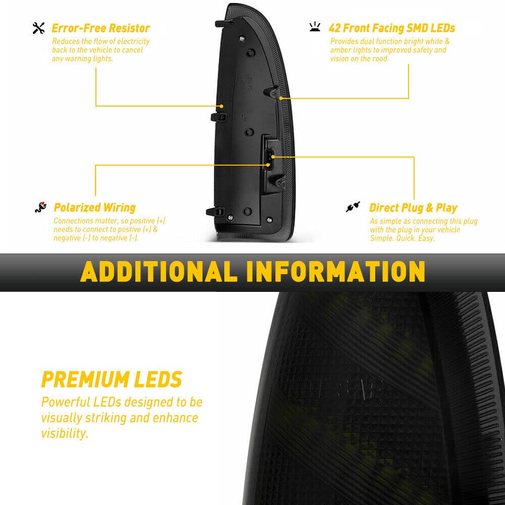 Amber LED Side Mirror Turn Signal Lights For 2000-2007 Ford F250-F650 Super Duty & Excursion
