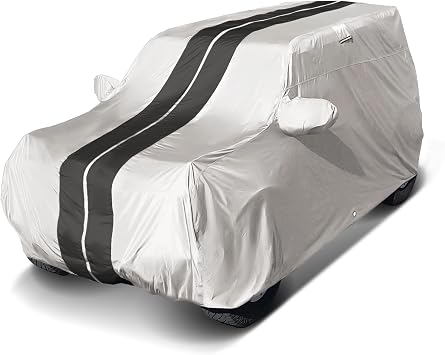iCarCover Premium Custom SUV Cover for 2016-2022 Honda HR-V Heavy Duty Waterproof All Weather Rain Snow Sun Protector Custom Fit Full Exterior Indoor Protection Car Cover Stripe - Light Gray/Black
