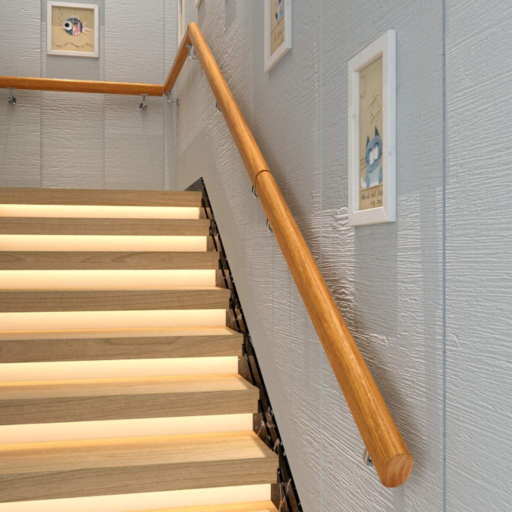 Escaleras Barandillas de Madera, Varillas de Soporte de Pasillo de Pasamanos Antideslizantes para Ancianos de Loft Interior, 2 Soportes de Acero Inoxidable, 30～300 cm (Size : 50cm)