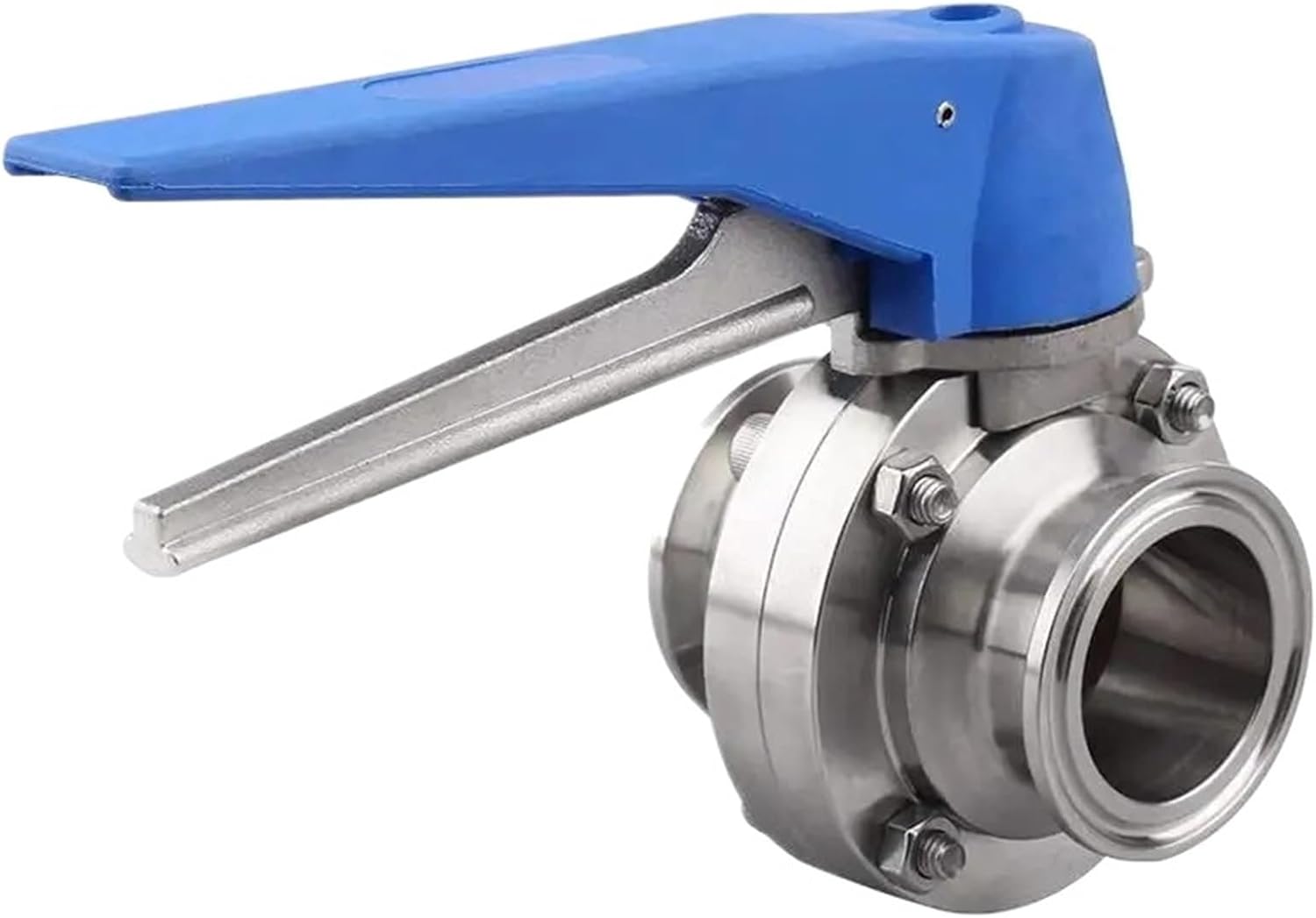 A21R-Butterfly Valve With Blue Trigger Handle Stainless Steel 304 Tri-Clamp