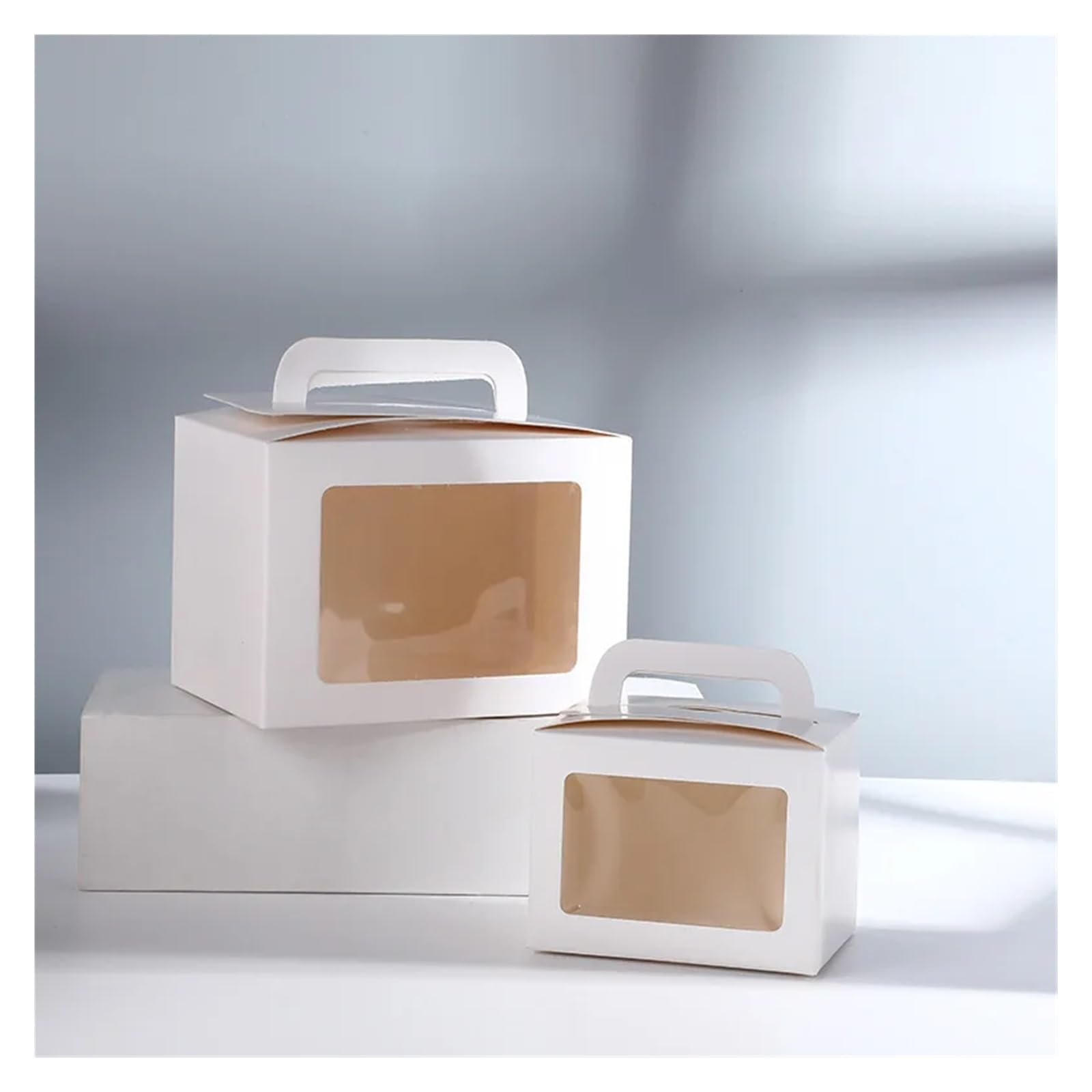 Scatola for Torte Portatile da 10/20 Pezzi con Finestra Trasparente Scatola da Asporto for Alimenti for Pasticceria for Scatola di Caramelle for Feste di Matrimonio(White,20PCS_10X10X14CM)
