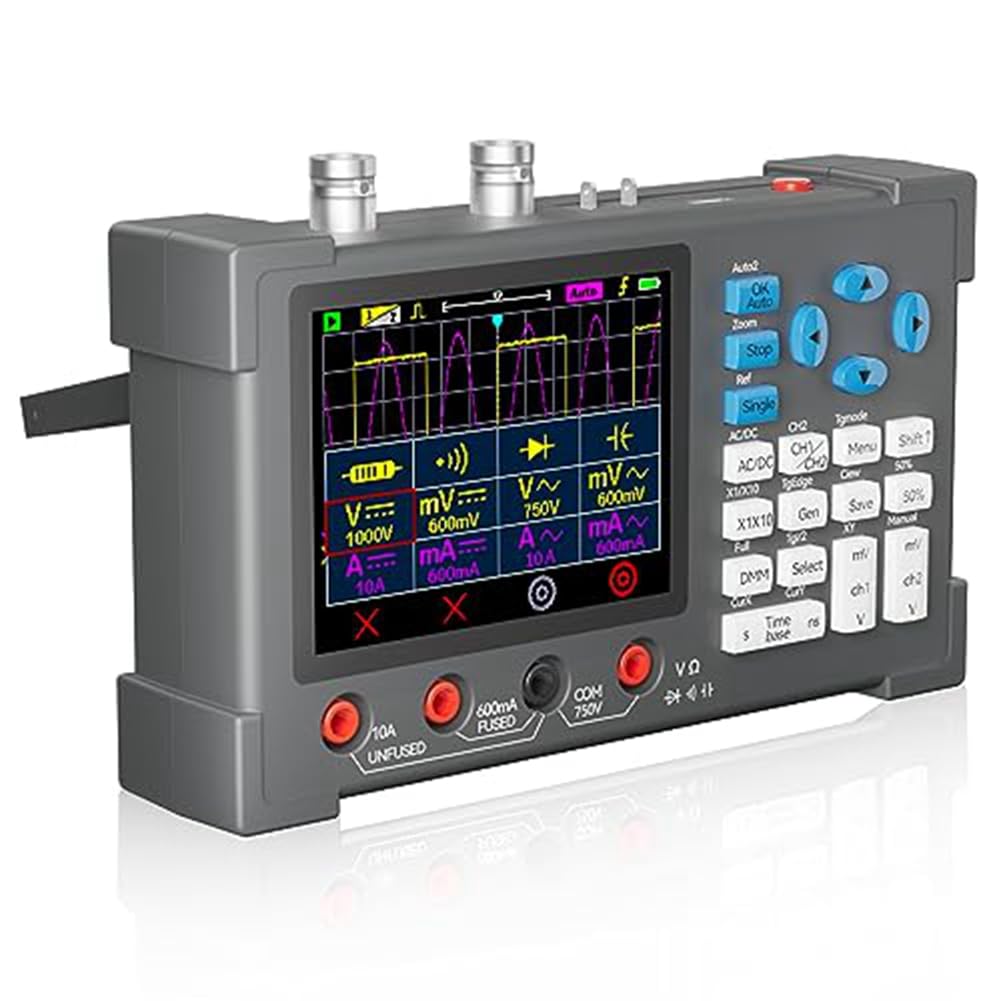 Littimoon 1Set 2-Channel Handheld Oscilloscope 120MHz Bandwidth 500MSa/S + Digital Multimeter Tester Portable