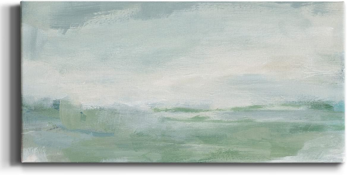 Renditions Gallery Canvas Nature Wall Art Modern Paintings Decorations Serene Faded Ocean Abstract Peaceful Canvas Coastal Wall Hanging Artwork for Office Bedroom Kitchen - 8"x16" -LT515