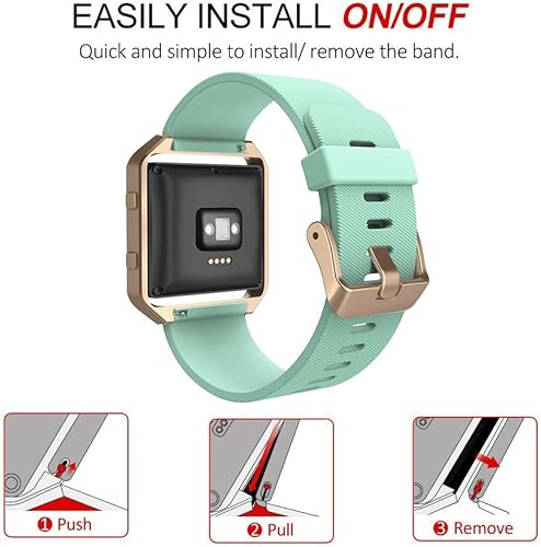 Miniatura 5 de SIMPEAK banda deportiva compatible con Fitbit Blaze Smartwatch Sport Fitness, correa de silicona con marco, repuesto para Fitbit Blaze hombres