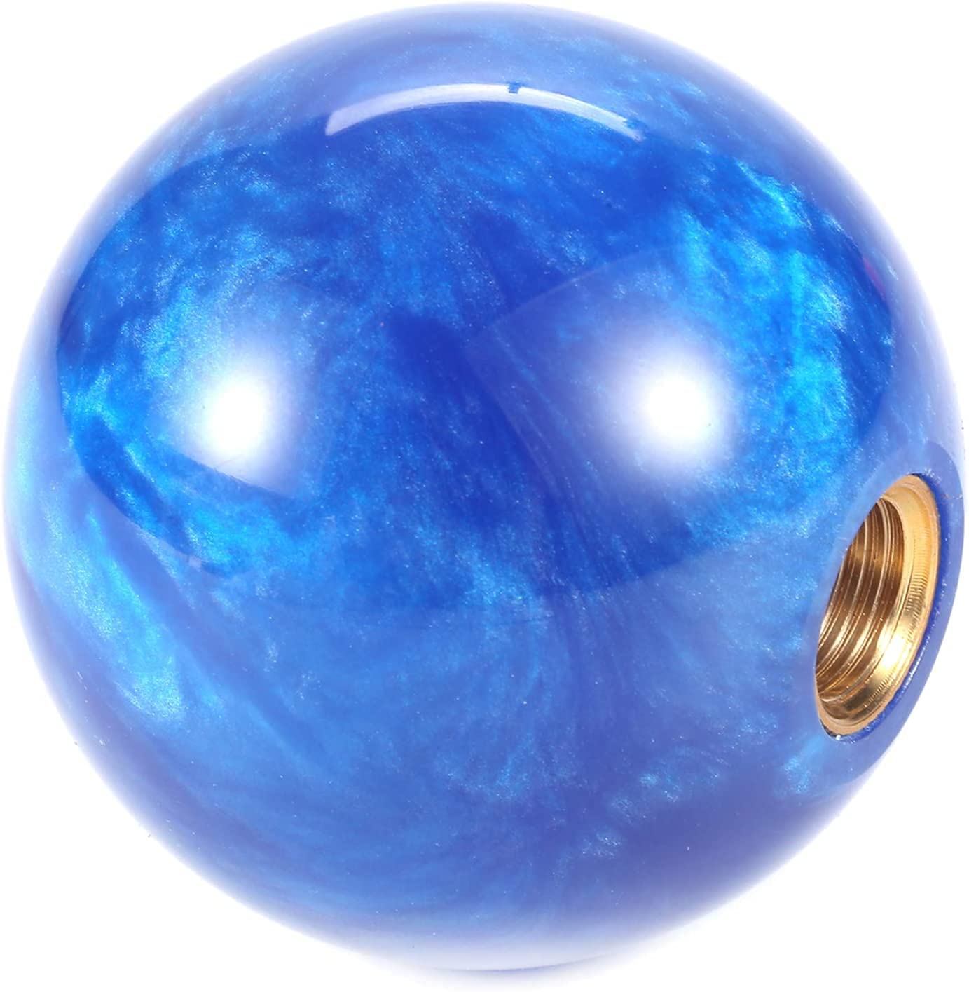 Round Shift Knob Acrylic Manual Gear Shift Knob Shifter with 3 Adapters Universal Fit for Manual Car (Blue)