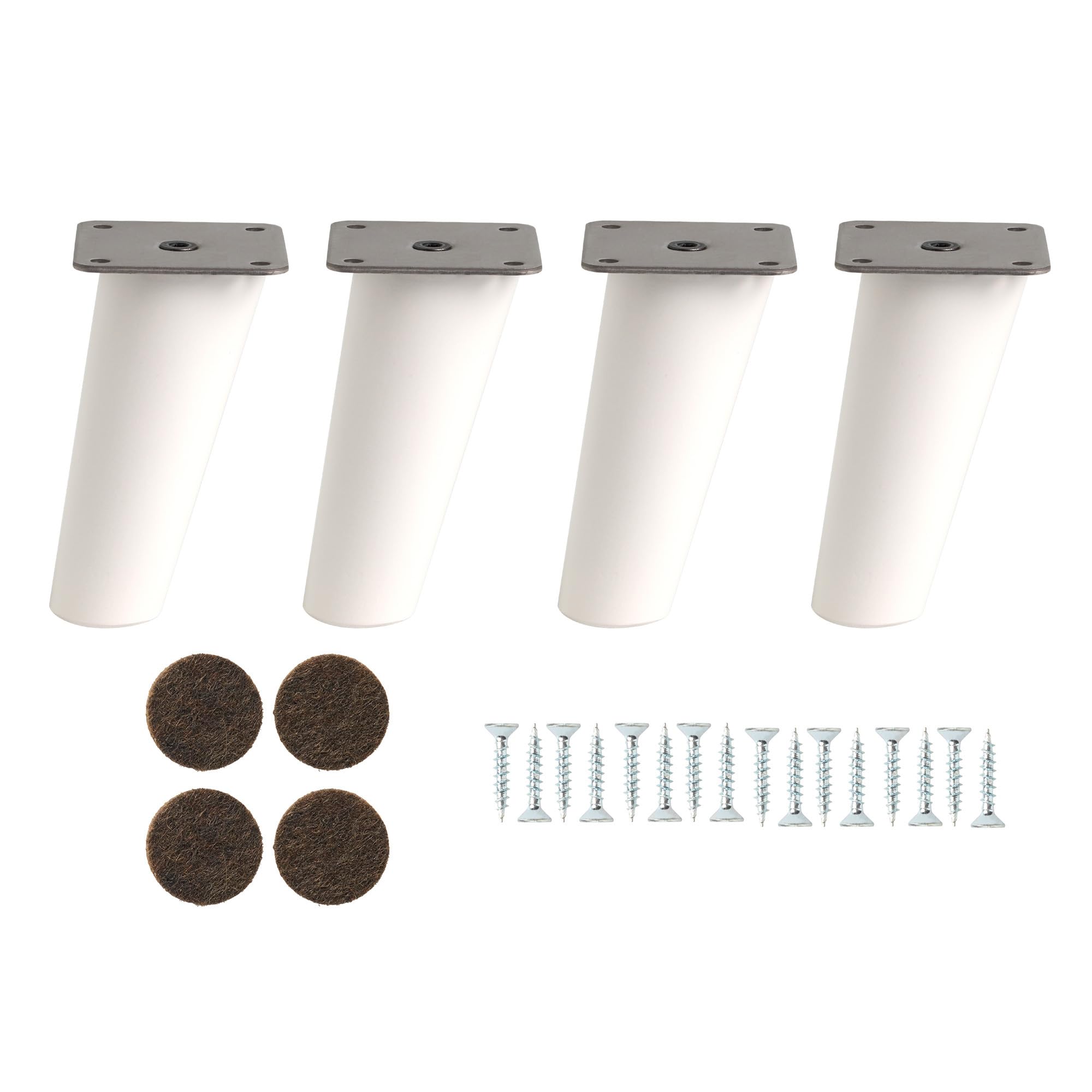 Patas para Muebles Madera Haya. Patas cónicas con inclinación, y Placa de Montaje ya instaladas. 8 cm Alto Color Natural (8 cm Blanco)