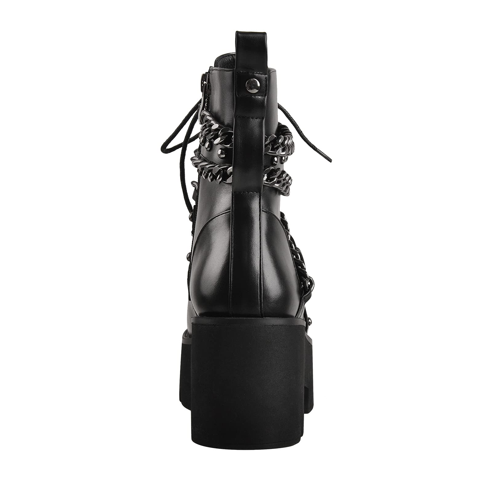 MissHeel Bottines à lacets Plateforme avec chaînes, talon bas