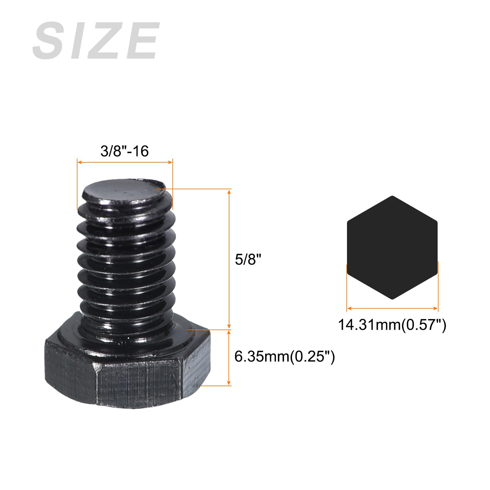 METALLIXITY Hex Head Bolts (3/8-16 x 5/8") 10Pcs, 304 Stainless Steel 18-8, Fully Threaded, External Hex Drive - Image 2