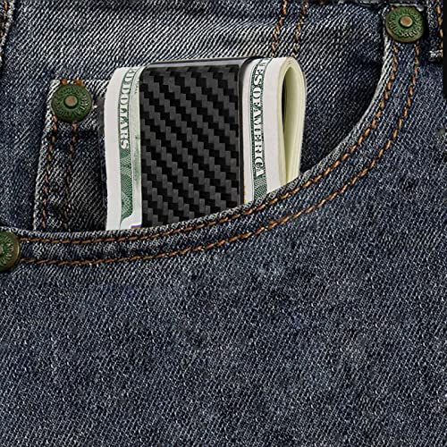 WAFJAMF Carbon Fiber Money Clip Credit Card Wallets Business Card Clip Front Pocket Clips for Men (Bright Black)4