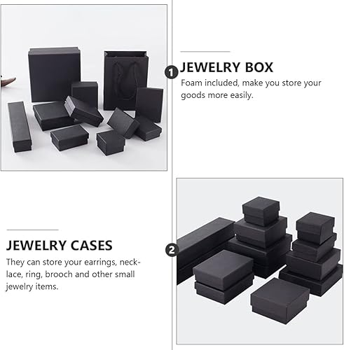 Miniatura 9 de EXCEART 96 piezas de collar de Kraft negro, caja de anillos de cartón, cajas de regalo de joyería, caja de joyería de cartón, caja de regalo de
