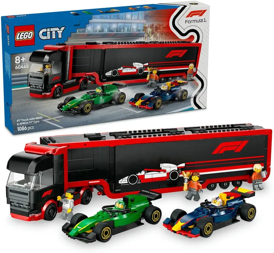 City F1(R) RB20 & AMR24 Race Car and F1(R) Truck Toy Toy Birthday Present Block Boys Girls Children 8 Years 9 10 Years Old Elementary School Vehicle Car Mini Car 60445