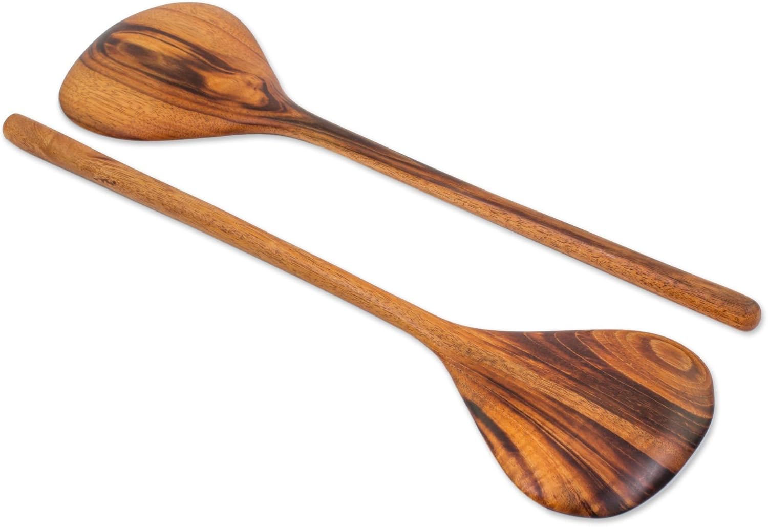 NOVICA Artisan Handcrafted Wood Salad Serving Utensils Pair of Guatemalan Jobillo Brown Tableware Serveware Natural Materialssustainable Eco Friendly [ 14.75in H x 4.3in W x 0.2in D] ' Peten
