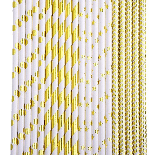 Vientiane papieren rietjes, 100 stuks biologisch papier stro met sterstrepen, voor verjaardag, bruiloft, babyparty… - Image 8