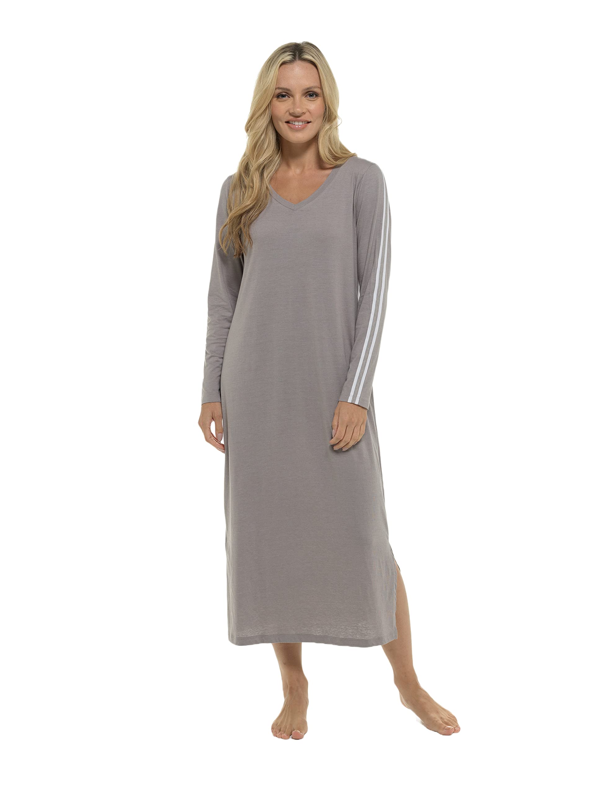 INSIGNIA Ladies Jersey Cotton Lounger Nightdress Nightie Nightshirt (20-22, Grey)