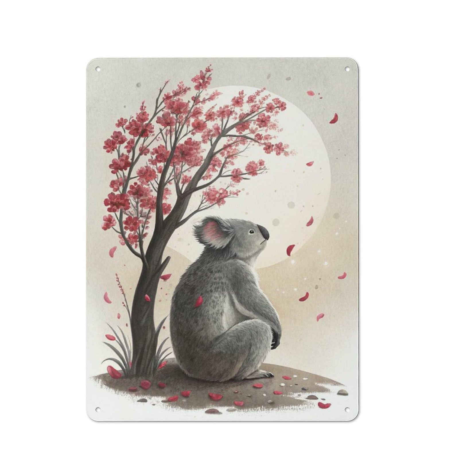 Junmoney Style-14 Koala Under A Blooming Tree Decorative Metal Wall Decor 40X30cm, Metal Gift Sign For Hallway, Home Bar, Garage Or Study