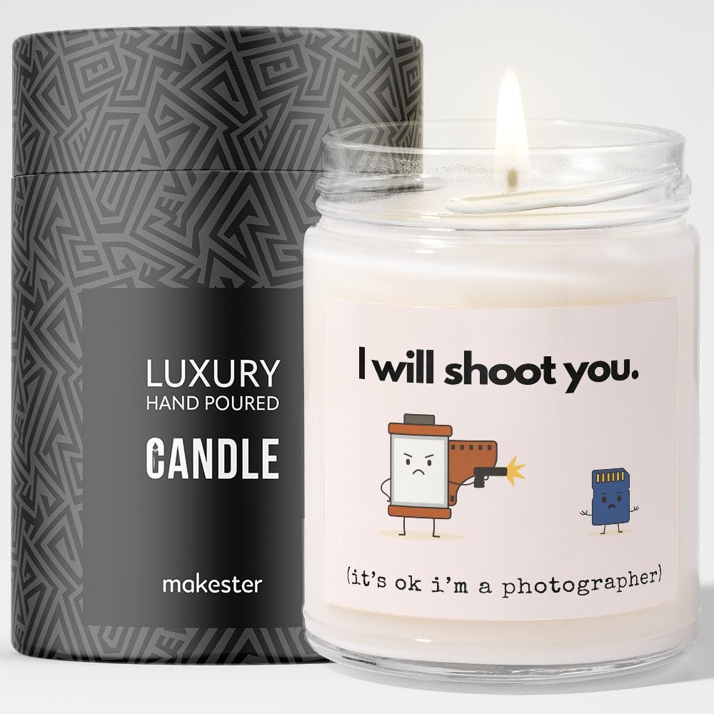 Photographer Gift - Luxury Soy Wax Candle - Vanilla, Jasmine, Sugared Almond - Makester โ image 1