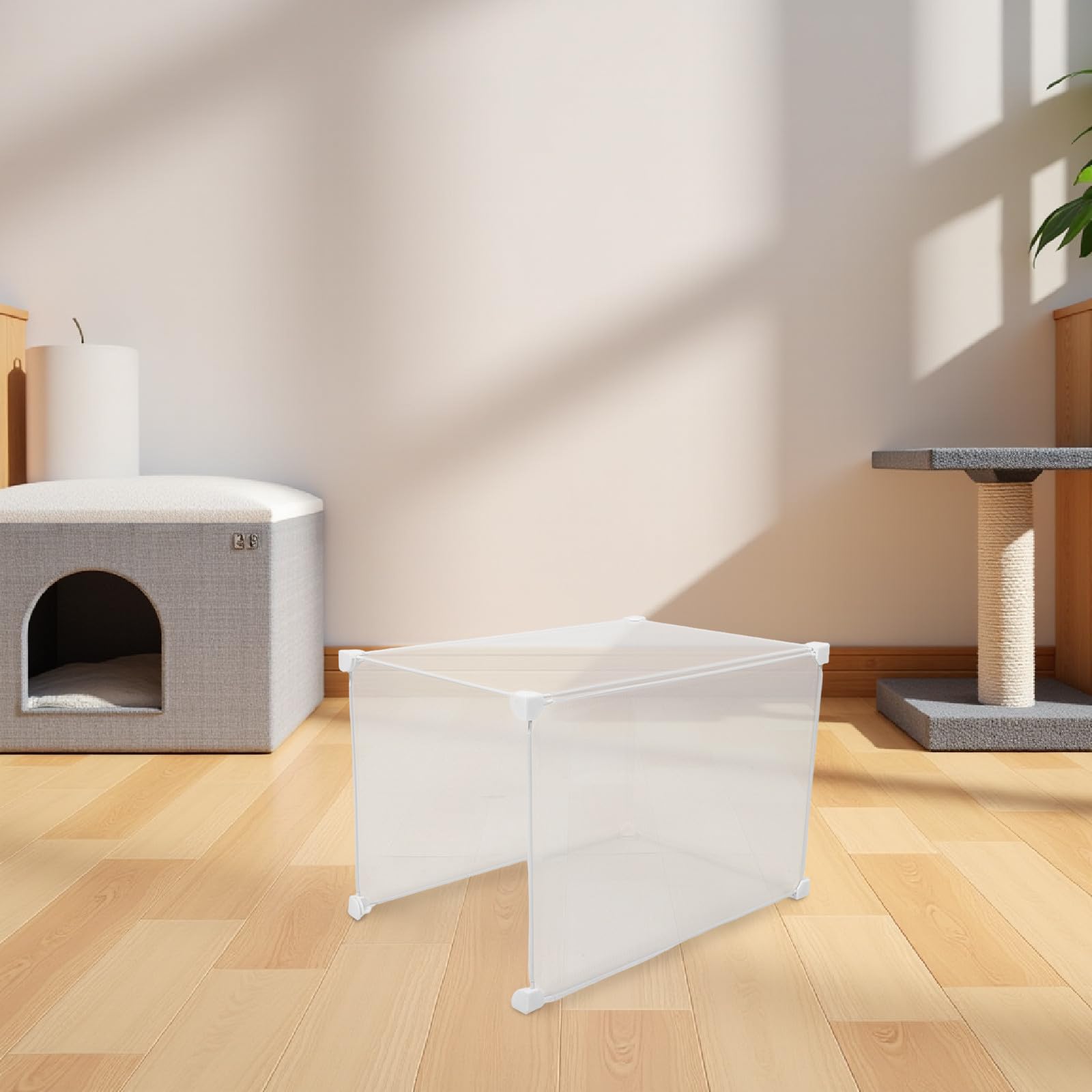 Katzenklo Spritzschutz aus Pvc mit Dreiseitigem Design und Transparentem Deckel für Kleine Tiere und Katzen Klarer Sichtschutz und Effektiver Schutz gegen Verschmutzungen