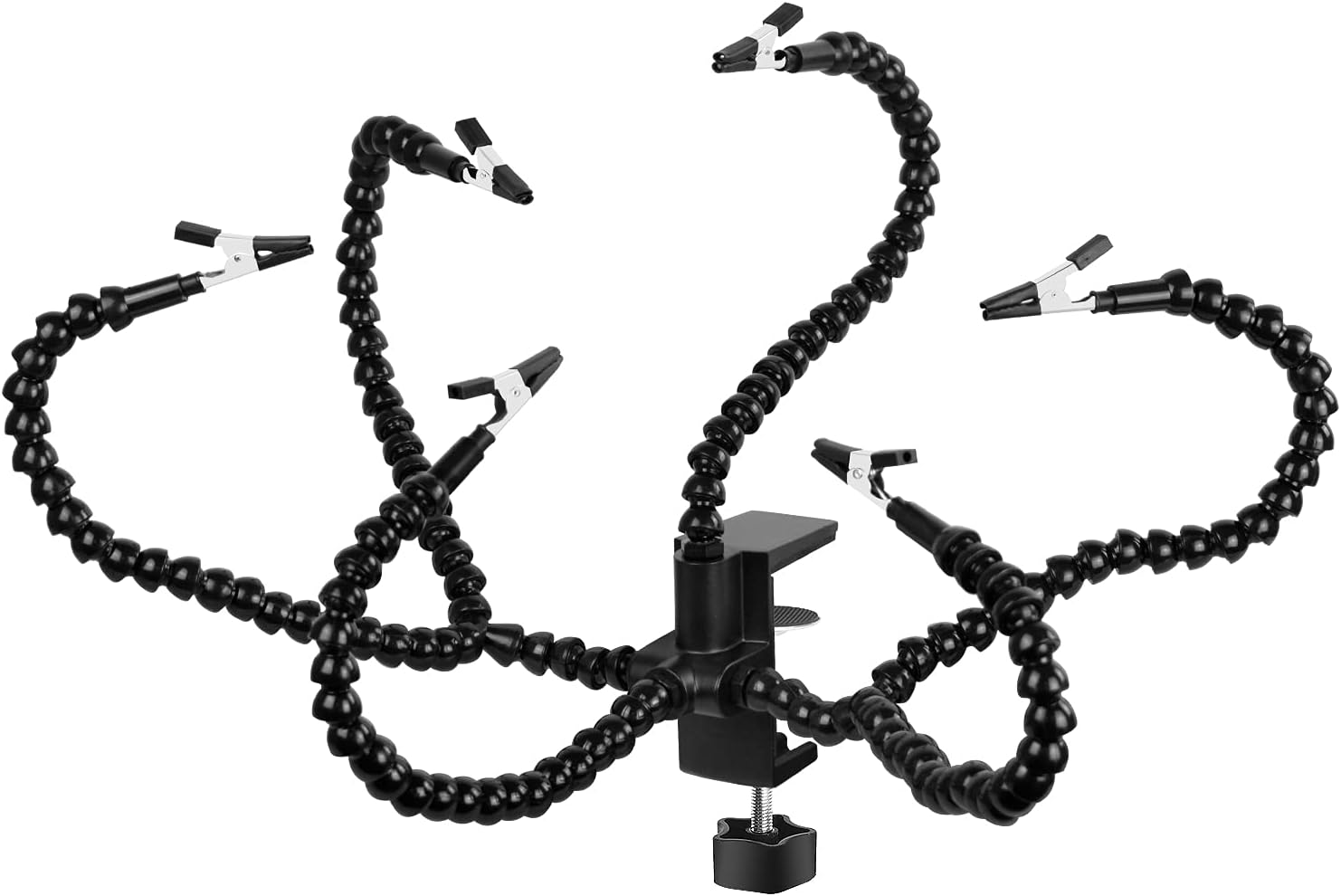 Soldering Helping Hands Clamp, NOEVSBIG 6 Soldering Arms with Adjustable Vise Clip, PCB Third Hand Holder for Electronics Repair, DIY Arts Craft Hobby Soldering Aid