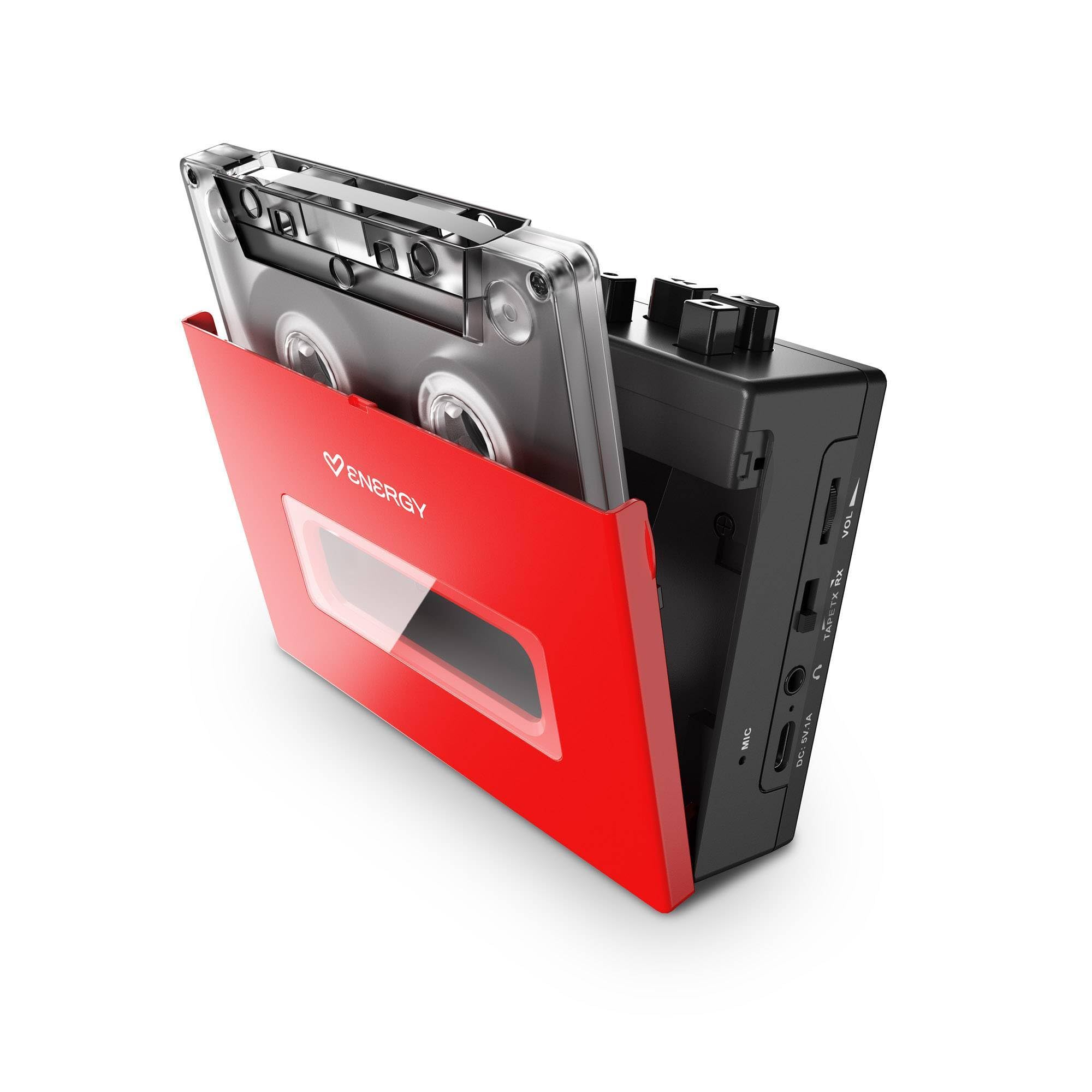 Energy Sistem Tragbarer Kassetten-Player, Bluetooth, In/Out, wiederaufladbarer USB-C-Akku, Lautsprecher und integriertes Mikrofon, analoger Retro-Sound, inklusive Vintage-Kopfhörern, Sprachaufnahme