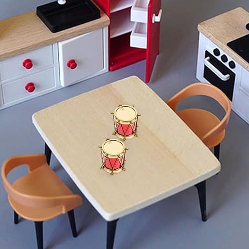 Miniatura 4 de Juego de 5 piezas de tambor en miniatura para casa de muñecas, mini instrumento musical de percusión, modelo 3D, coleccionable para decoración del