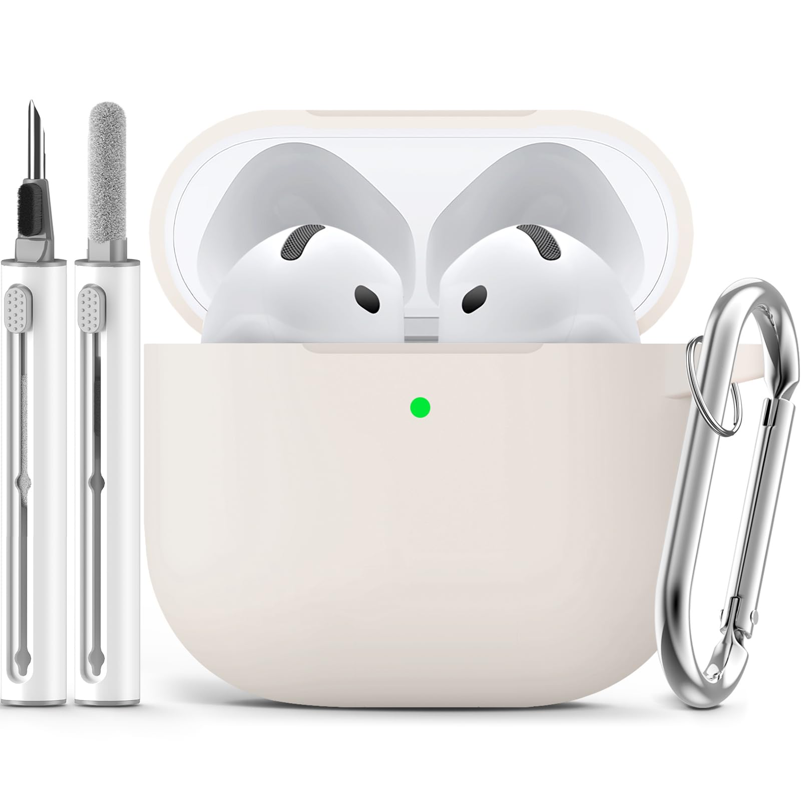 Ljusmicker for AirPods 4 Case Cover 2024 with Cleaner Kit,Soft Silicone Protective Cover for Apple AirPods 4th Generation Cases for Women Men,AirPod 4