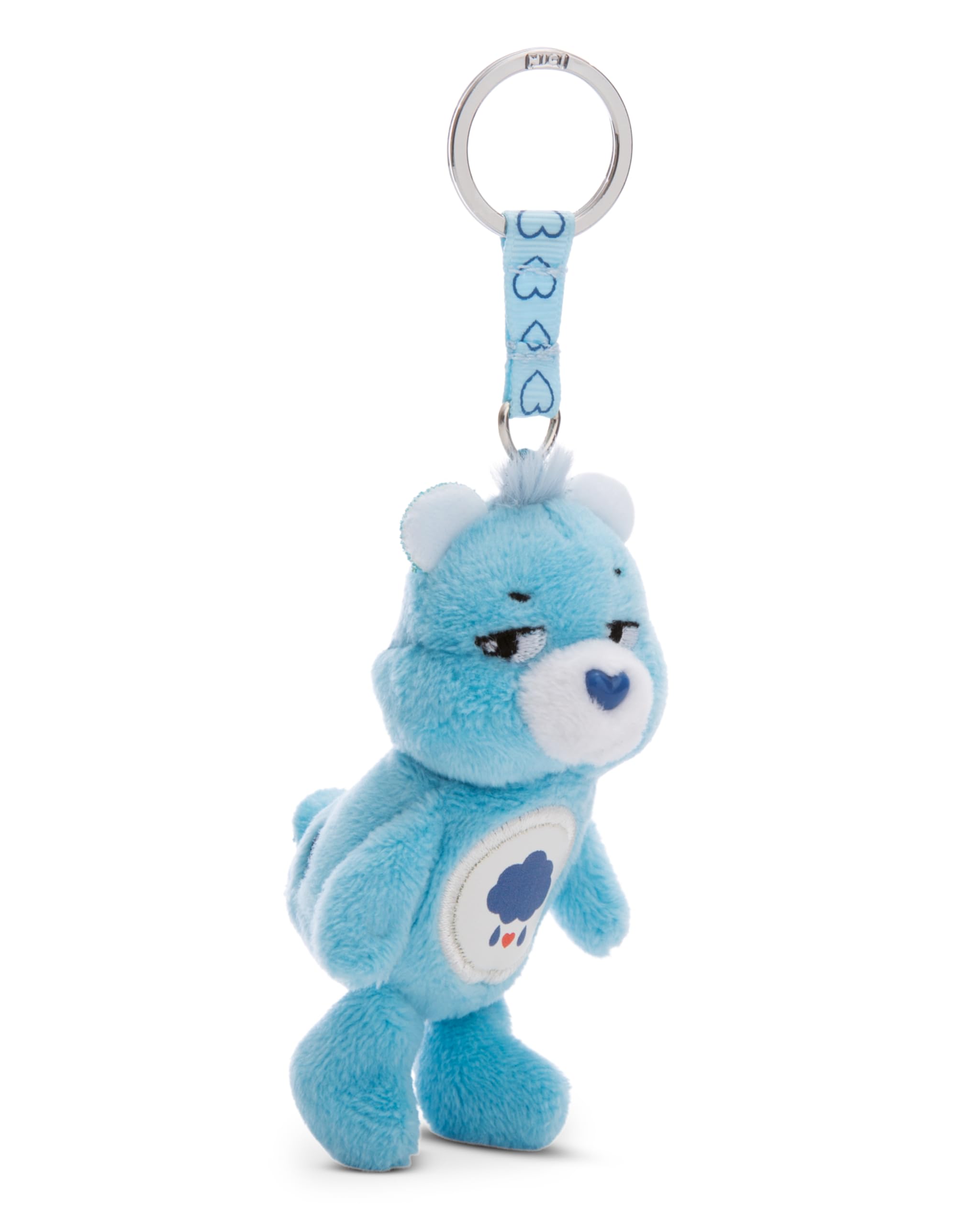 NICI Care Bears key ring Grumpy Bear 10cm - Cuddly toy pendant for children & adults, with key metall ring holder to hang on keys, cord, bags - 61371