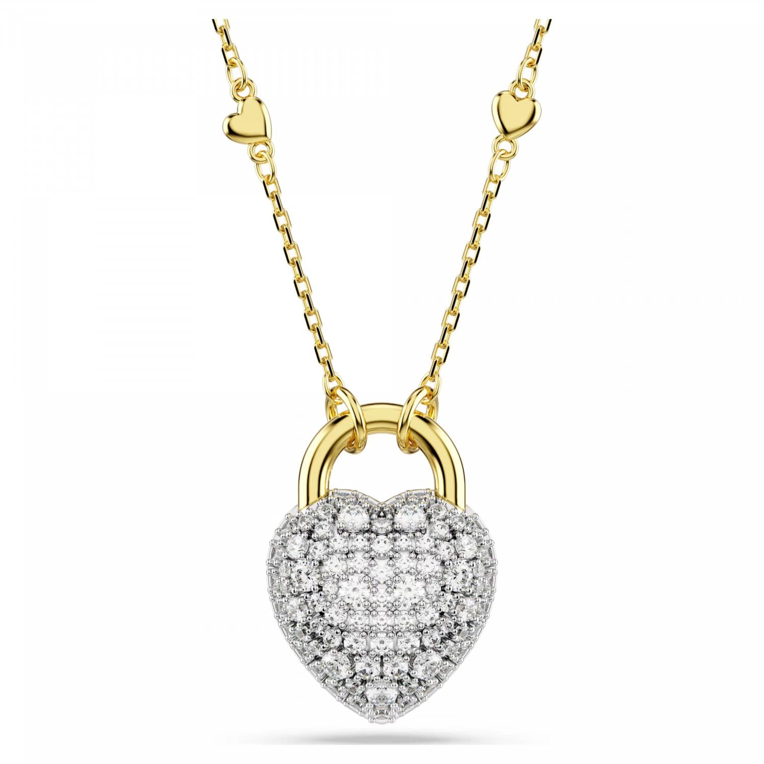 Swarovski Idyllia Anhänger, Verschiedene Schliffe, Herz, Weiß, Goldlegierungsschicht