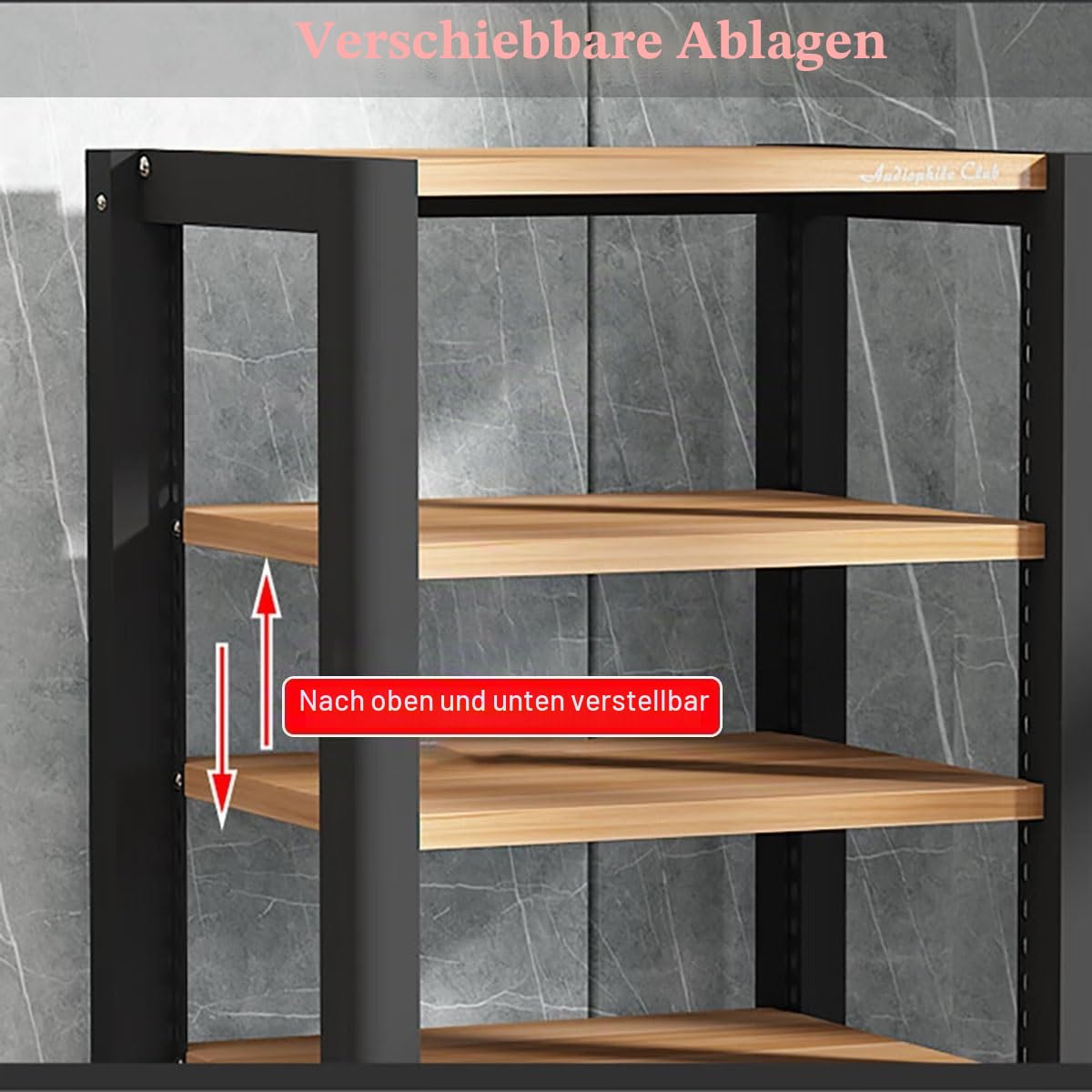 HiFi Rack 2/3/4/5 Ebenen – AV Regal für Audio Video Komponenten, Stereoanlagen, Plattenspieler, Mehrschichtiger HiFi Schrank, TV Zubehör Schrank, Medienmöbel für Wohnzimmer & Studio(Brown,H40cm/15.7in
