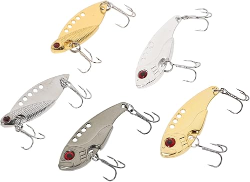 LIOOBO 5 uds. Cebo de hoja dura para cebo de trucha cebo para pesca de lubina, señuelos de pesca de pesca de agua dulce de lubina, señuelos de pesca