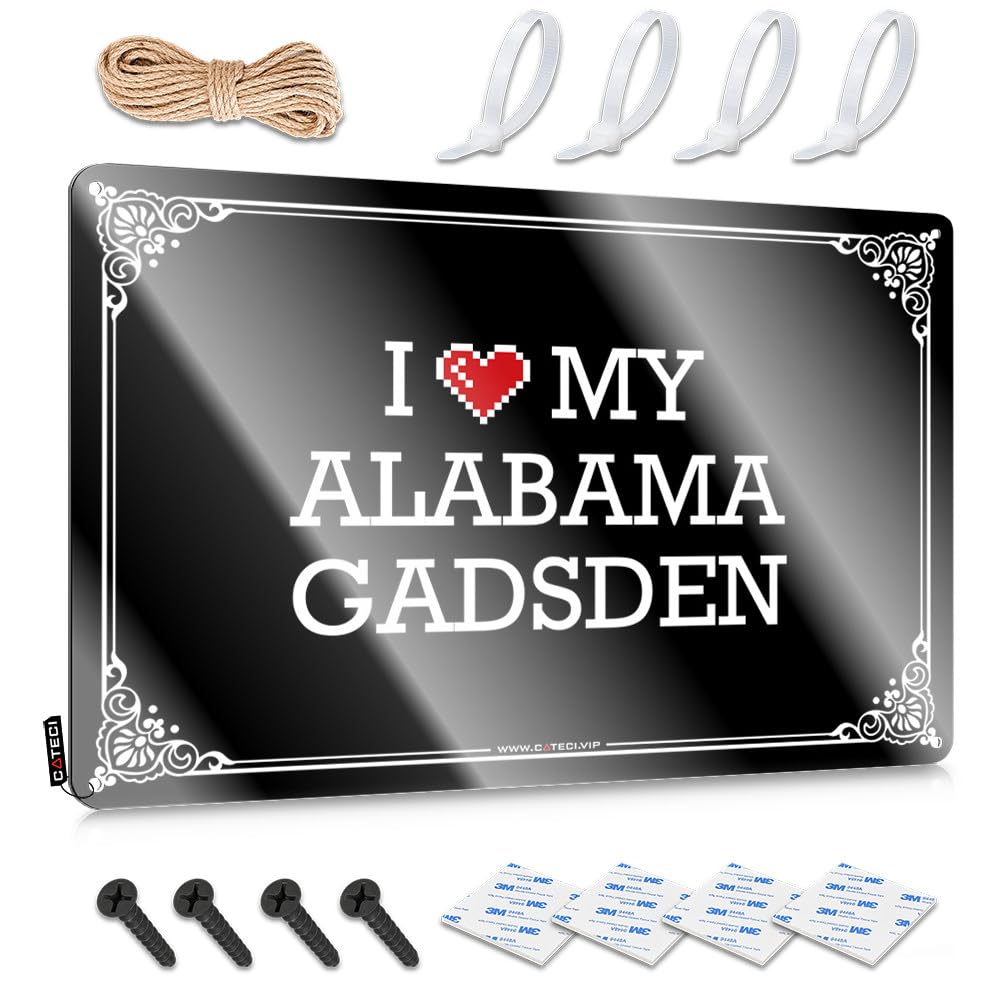 Fzfn Colour Farmhouse Signs Backyard Bar Decor Cottage Colorful Decor I Love My Alabama Gadsden - Easy To Hang Art(20X30cm)
