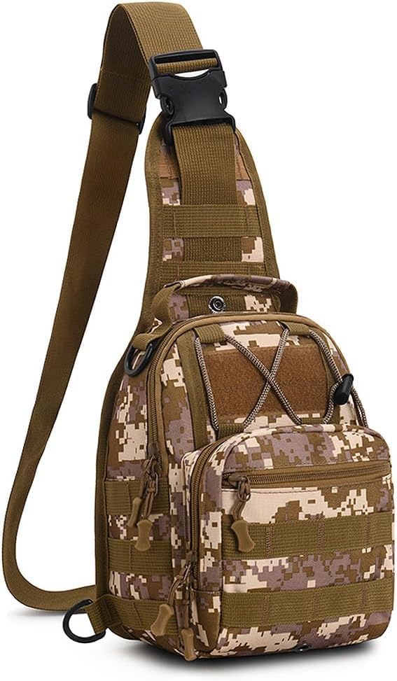 Jetfree Tactical Backpack Sling Bag， Waterproof Molle Chest Bag & Small Backpack, Adjustable Strap Military Rucksack for Hiking, Camping, Fishing, Cycling, Travel camoB