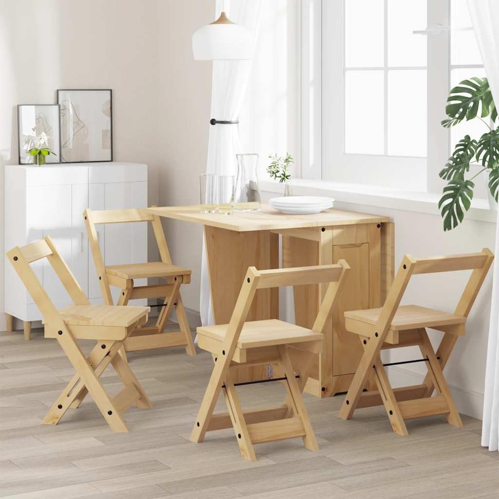 Chaise pliante en pin marron lot de 4 avec repose-pieds pour salon et cuisine
