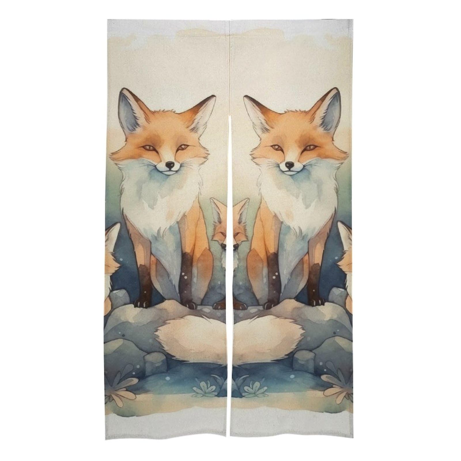 Rideaux de porte occultants à motif renard rideau à isolation thermique chambre