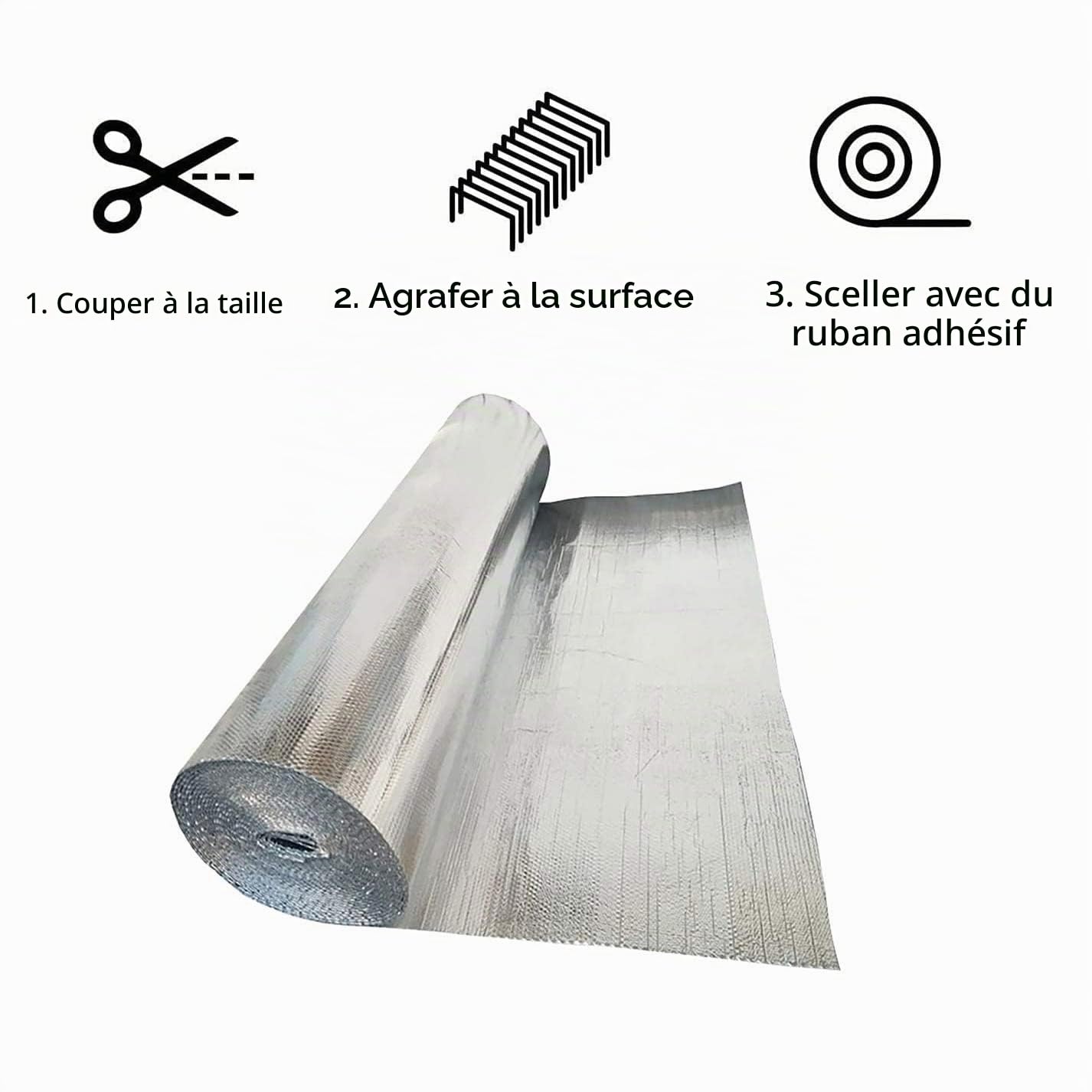 Isolant Thermique Bulles Double Face Isolation, Rouleau Auto-adhesif Aluminium, Kit D'isolation De Porte De Garage, Isolant Métallisé Multicouches, Facile à Poser Et à Découper (Size : 1x8m)