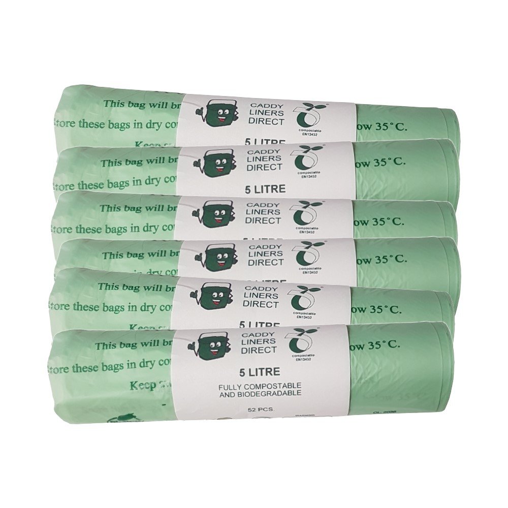 Caddy Liners Direct 5 Litre X 312 Biobag Compostable Biodegradable Kitchen Food Waste Caddy Bin Liner Bags - Certified En13432 (5L-300)