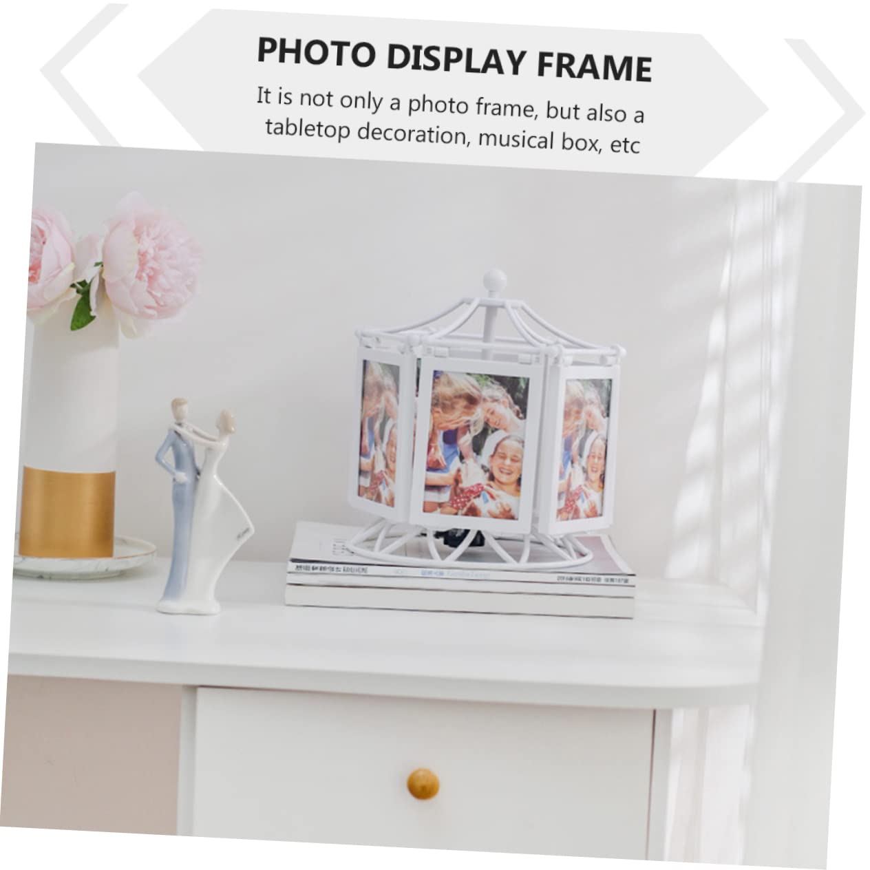 Rotierender Bilderrahmen Drehung Tischdeko Für Fotos Getrocknete Blumen Und Pflanzen Geschenk Für Hochzeit Geburtstag Und Weihnachten Stilvolle Wohnaccessoires Zur Verschönerung Ih