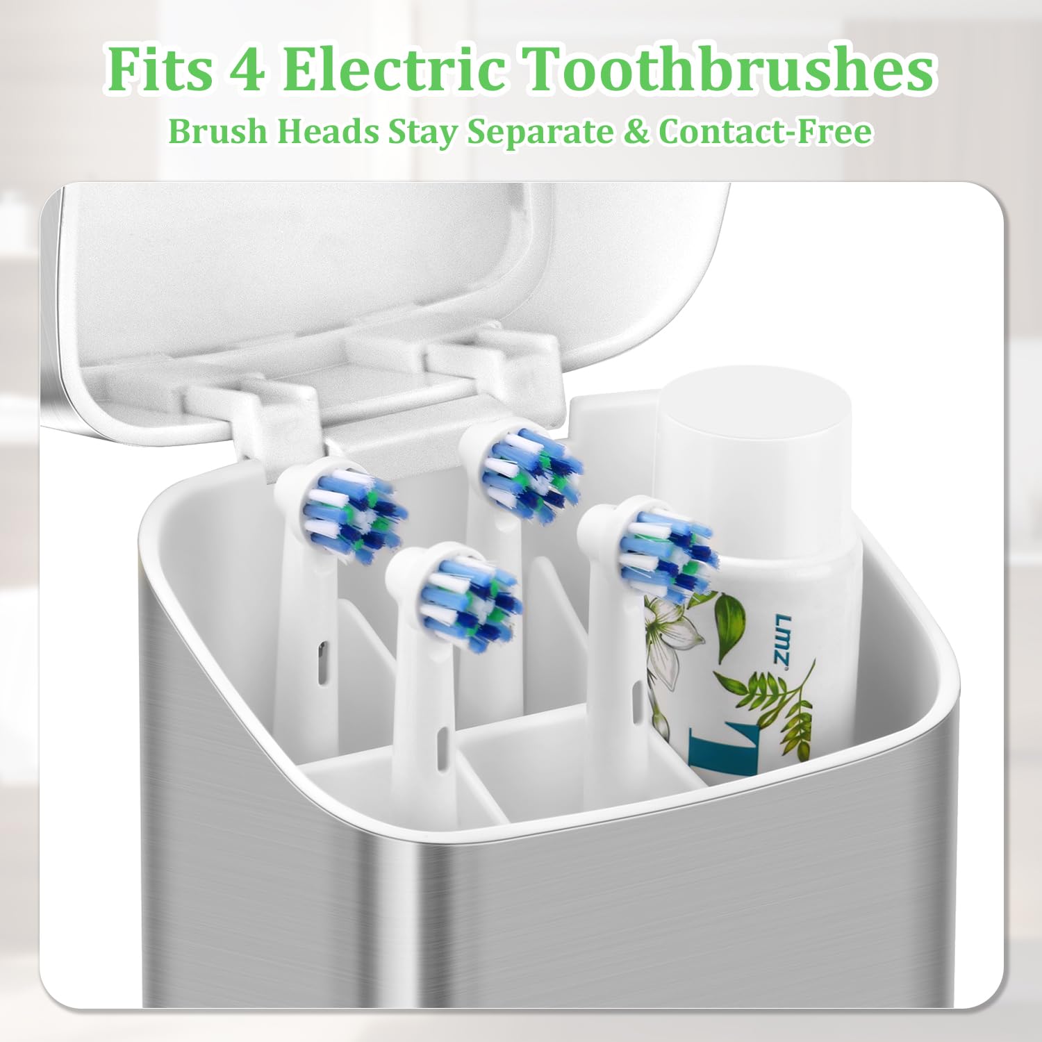 GFWARE Soporte para cepillo de dientes eléctrico con tapa, soporte para cepillo de dientes a prueba de polvo para baño, pasta de dientes cubierta y soporte para cepillo de dientes con drenaje