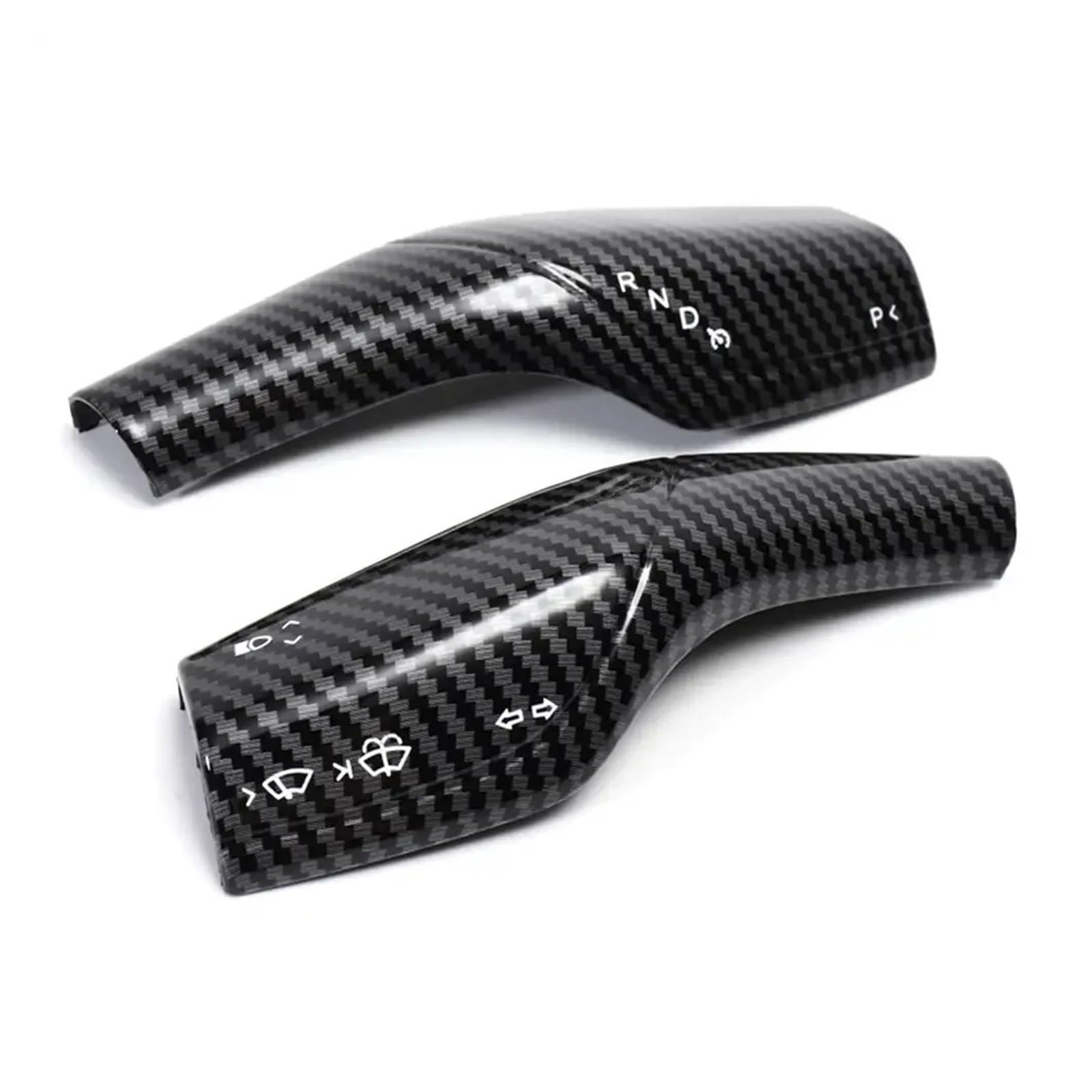Car Interior Sticker 2Pieces for Tesla for Model for 3/Y 2022-2023 Interior Remodel Car ABS Column Shift Protection Cover(Carbon-Fiber)